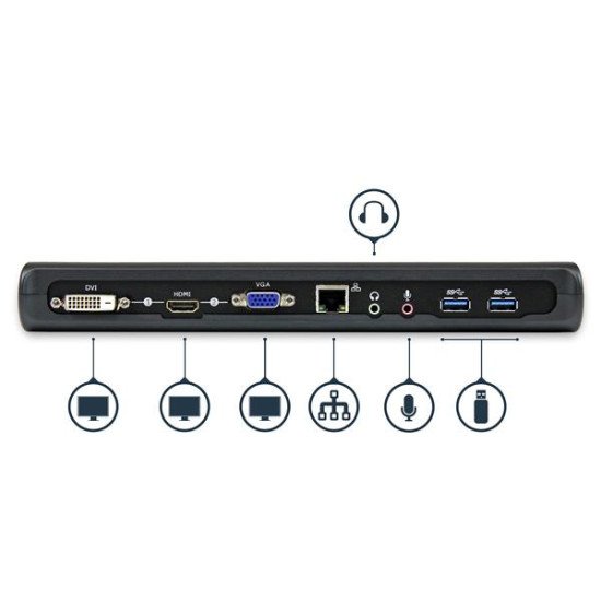 StarTech.com Station d'accueil USB 3.0 universelle double affichage pour PC portable 