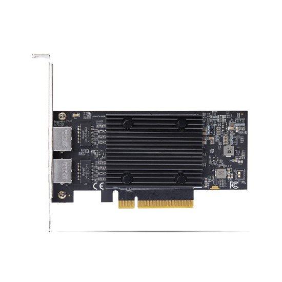 StarTech.com Carte Réseau PCIe 10 Gb Ethernet à 2 Ports, Carte d'Interface Réseau 10 GbE, Chipset Broadcom BCM57416, Double RJ45 10GBase-T/Gigabit, Carte NIC, TAA