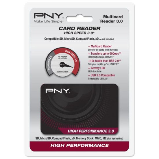PNY High Performance Reader 3.0 lecteur de carte mémoire Noir USB 3.0