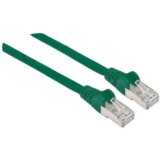 Intellinet Câble patch réseau Cat6A, 0,5 m, vert, cuivre, S/FTP, LSOH/LSZH, PVC, RJ45, contacts plaqués or, anti-accroc, avec manchon, garantie à vie