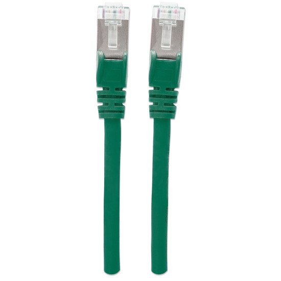 Intellinet Câble patch réseau Cat6A, 0,5 m, vert, cuivre, S/FTP, LSOH/LSZH, PVC, RJ45, contacts plaqués or, anti-accroc, avec manchon, garantie à vie
