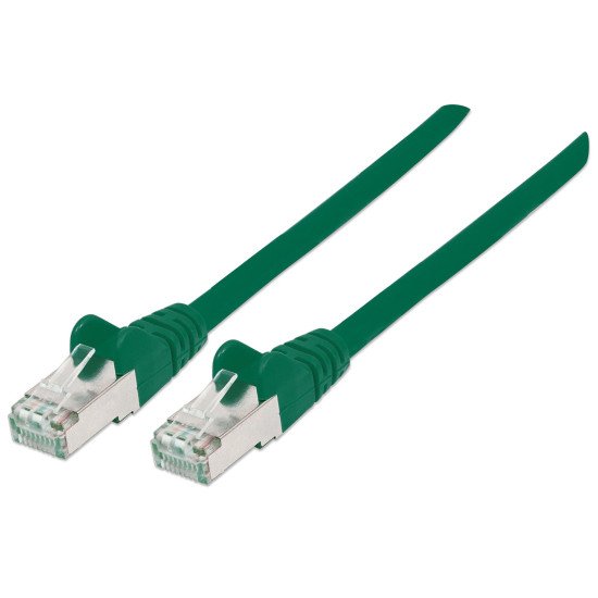Intellinet Câble patch réseau Cat6A, 0,5 m, vert, cuivre, S/FTP, LSOH/LSZH, PVC, RJ45, contacts plaqués or, anti-accroc, avec manchon, garantie à vie