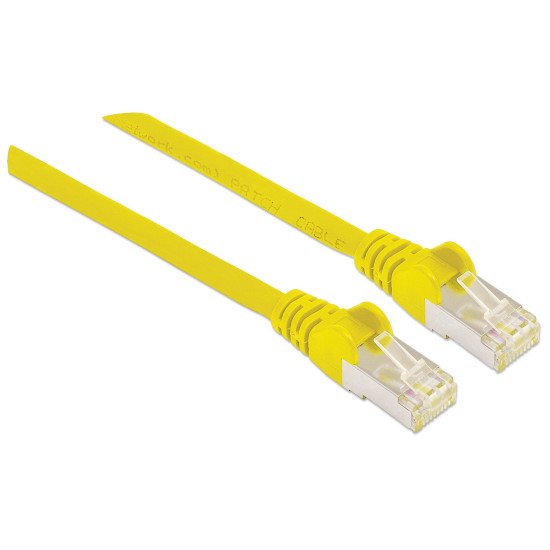 Intellinet Câble patch réseau Cat6A, 0,5 m, jaune, cuivre, S/FTP, LSOH/LSZH, PVC, RJ45, contacts plaqués or, anti-accroc, avec manchon, garantie à vie