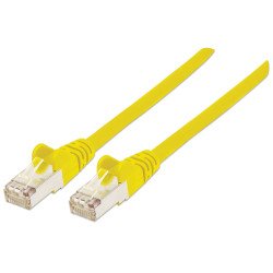 Intellinet Câble patch réseau Cat6A, 0,5 m, jaune, cuivre, S/FTP, LSOH/LSZH, PVC, RJ45, contacts plaqués or, anti-accroc, avec manchon, garantie à vie