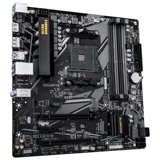 GIGABYTE B550M DS3H R2 Carte mère - Processeurs AMD Ryzen 5000, VRM 5+3 phases, jusqu'à 4733 MHz DDR4 (O.C.), 1x M.2 PCIe 4.0 + 1x M.2 PCIe 3.0, LAN 1 GbE, USB 3.2 Gen 1