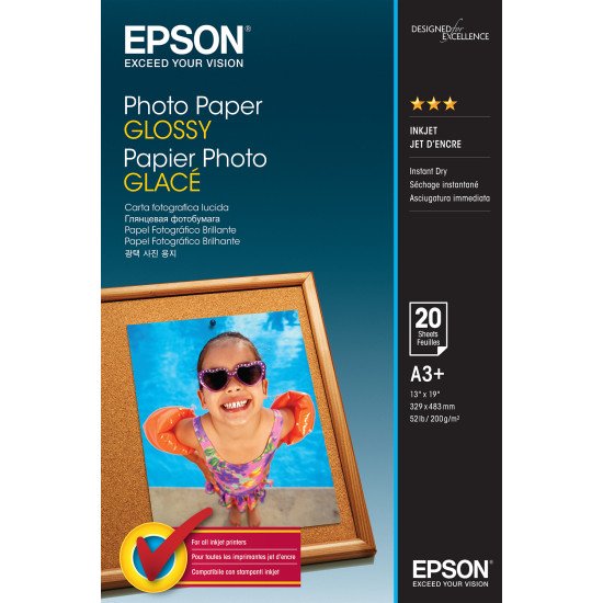 Epson Photo Paper Glossy - A3+ - 20 Feuilles
