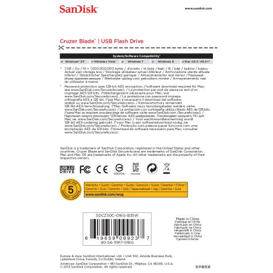 Sandisk Cruzer Blade lecteur USB flash 16 Go Type-A 2.0 