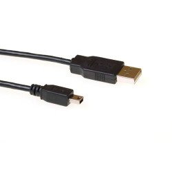 ACT USB 2.0 cable, A - 5 pin Mini B 5.0m câble USB 5 m USB A Mini-USB B Noir ACT USB 2.0 cable, A - 5 pin Mini B 5.0m câble USB 5 m USB A Mini-USB B Noir