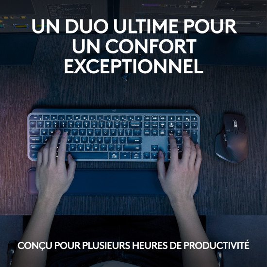 Logitech MX Keys S Combo clavier Souris incluse RF sans fil + Bluetooth AZERTY Belge Graphite