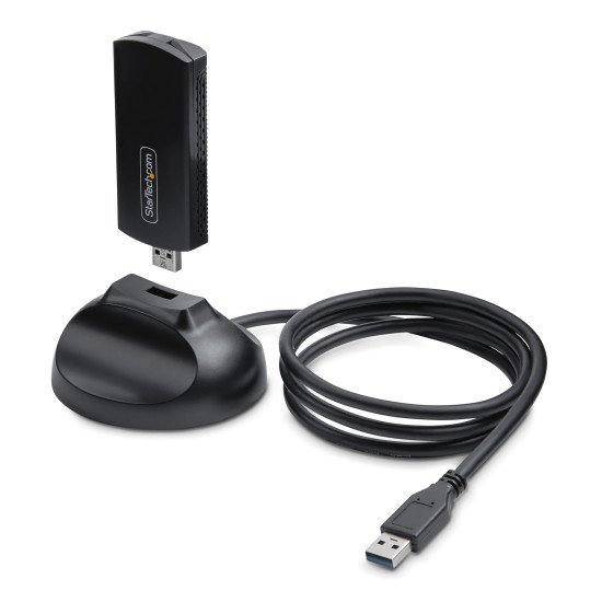StarTech.com Clé USB WiFi 6E pour Ordinateur de Bureau/Portable, Carte Réseau Sans Fil avec Antenne Pliable, Dongle WiFi 6E pour PC, Adaptateur Wi-Fi Compatible 802.11 b/g/n/ac/ax, Réseau 2.4/5/6 GHz