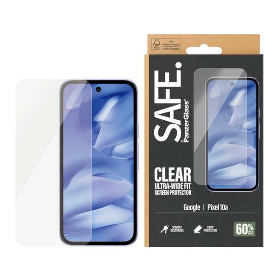 PanzerGlass SAFE. by ® Screen Protector Google Pixel 10a 5G | Ultra-Wide Fit Protection d'écran transparent 1 pièce(s)
