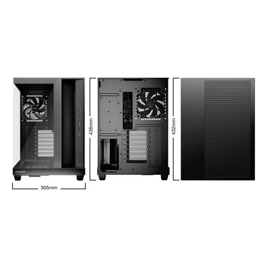 be quiet! Light Base 500 Noir | Boîtier PC vitré, Mini ITX / Micro ATX / ATX, 4 ventilateurs Pure Wings 3 120 mm