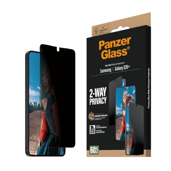 PanzerGlass ® 2-Way Privacy Screen Protector Samsung Galaxy S26+ | Ultra-Wide Fit w. EasyAligner Protection d'écran transparent 1 pièce(s)
