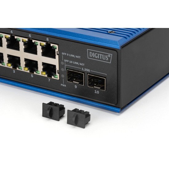 Digitus Commutateur industriel 8 + 2 ports Gigabit Ethernet PoE