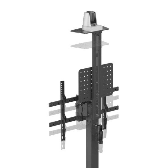 Manhattan Support sur roulettes pour TV/moniteurs, réglage hauteur par manivelle, écrans 37" à 65", Compatibilité VESA : de 200x200 à 600x400 mm (vérifiez les dimensions des quatre trous de fixation à l'arrière), charge max. 70 kg, hauteur 1120–