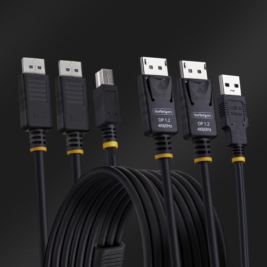 StarTech.com Câble KVM Double DisplayPort de 1,8m et USB 5Gbps, 4K 60Hz, Câble Combo DP 1.2 et USB pour Commutateurs/Switchs KVM à Deux Moniteurs StarTech.com Câble KVM Double DisplayPort de 1,8m et USB 5Gbps, 4K 60Hz, Câble Combo DP 1.2 et USB pour Commutateurs/Switchs KVM à Deux Moniteurs