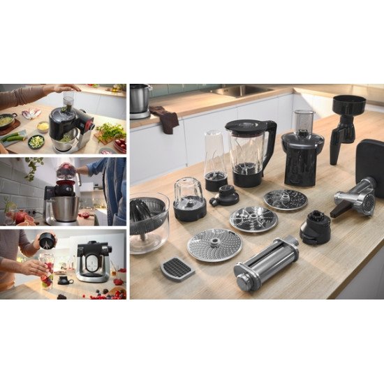 Bosch Serie 6 MUMS6ZS13D robot de cuisine 1600 W 5,5 L Noir, Acier inoxydable Balances intégrées