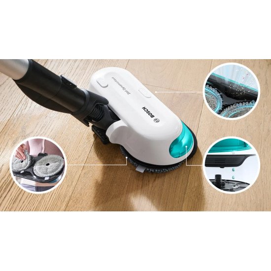 Bosch BSS712XHYG aspirateur balai et balai électrique Aspirateur-balai 2 en 1 Batterie Sec HEPA Sans sac 0,3 L Couleur aqua, Noir, Argent, Blanc 2,5 Ah