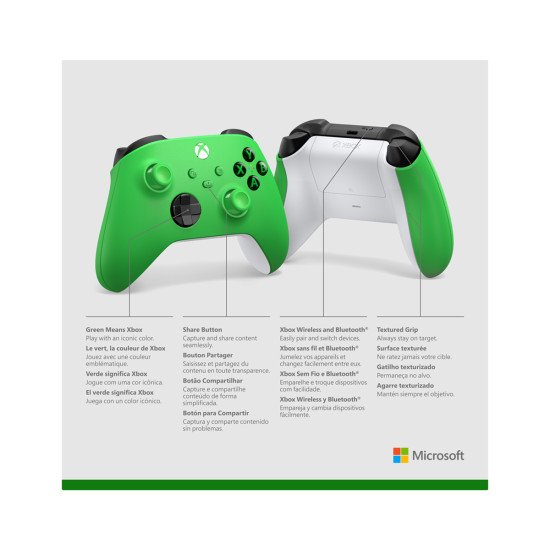 Microsoft Xbox Wireless Vert Bluetooth Manette de jeu Analogique/Numérique Android, PC, Xbox One, Xbox Series S, Xbox Series X, iOS