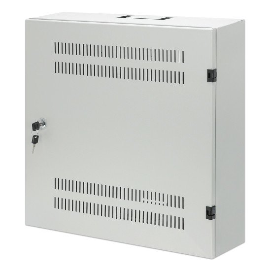 Intellinet Coffret mural 19" extra-plat avec rails 4U horizontaux et 2U verticaux, profondeur 170 mm, idéal AV/multimédia/surveillance, assemblé, gris RAL 7035
