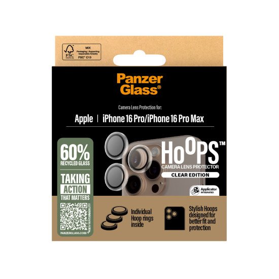 PanzerGlass ® Hoops® Transparent Camera Lens Protector iPhone 16 Pro | 16 Pro Max Protection d'écran transparent Apple 1 pièce(s) PanzerGlass ® Hoops® Transparent Camera Lens Protector iPhone 16 Pro | 16 Pro Max Protection d'écran transparent Apple 1 pièce(s)