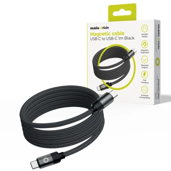 Mobile Origin MC2-USBC-1M-BLK câble USB 0,48 Gbit/s 60 W Noir