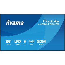 iiyama LH8675UHS-B2AG Écran d'affichage dynamique Écran plat de signalisation numérique 2,17 m (85.6") LCD Wifi 500 cd/m² 4K Ultra HD Noir Intégré dans le processeur Android 11 24/7