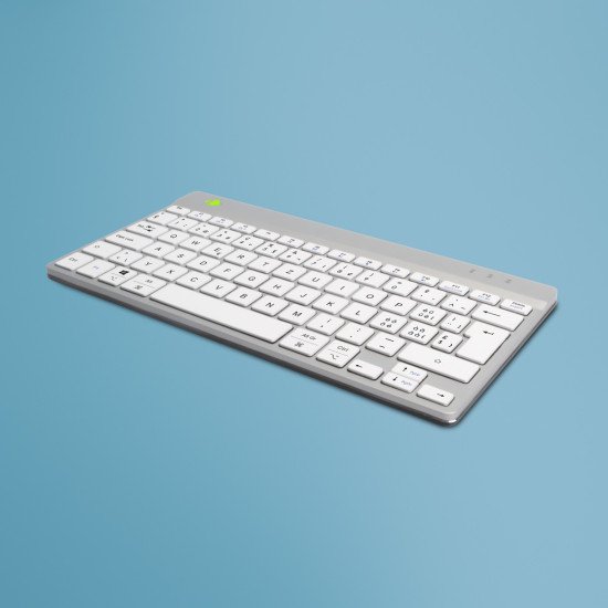 R-Go Tools Clavier ergonomique R-Go Compact Break, clavier compact avec logiciel de pause,QWERTZ (CH), Bluetooth, blanc