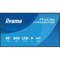 iiyama LH5566UHSB-B1AG Écran d'affichage dynamique Écran plat de signalisation numérique 139,7 cm (55") LCD Wifi 800 cd/m² 4K Ultra HD Noir Intégré dans le processeur Android 24/7