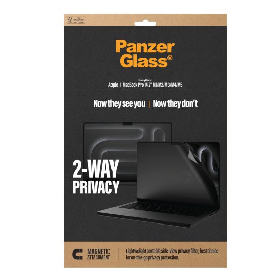PanzerGlass ® Magnetic 2-Way Privacy Film Screen Protector Macbook Pro 14.2" M1 | M2 | M3 | M4 | M5 Protection d'écran transparent 1 pièce(s)