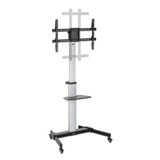 Manhattan Support sur roulettes pour TV/moniteurs, écrans 37" à 86", inclinaison -10 à 5°, rotation 90°, Compatibilité VESA : de 200x200 à 600x400 mm (vérifiez les dimensions des quatre trous de fixation à l'arrière), charge max. 50 kg