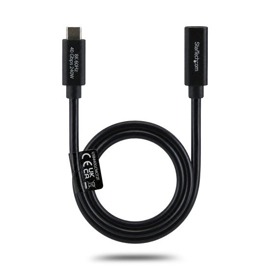 StarTech.com Câble Prolongateur USB4 de 60cm, 40Gbps, Compatible Thunderbolt 4, Charge 240W, 8K 60Hz/4K 240Hz, USB-C Mâle vers Femelle