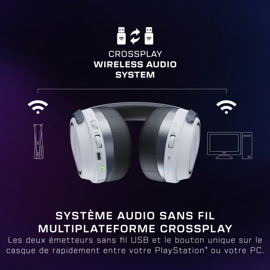 Turtle Beach Casque gaming amplifié multiplateforme sans fil Stealth 700 pour PS5, PS4, PC et mobile - Haut-parleurs 60 mm, microphone avec isolation acoustique par l'IA, Bluetooth, autonomie 80 heures, deux émetteurs - Blanc Turtle Beach Casque gaming amplifié multiplateforme sans fil Stealth 700 pour PS5, PS4, PC et mobile - Haut-parleurs 60 mm, microphone avec isolation acoustique par l'IA, Bluetooth, autonomie 80 heures, deux émetteurs - Blanc