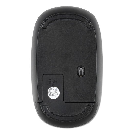 Manhattan Souris optique sans fil MW3050, noire, 1200 dpi, 2,4 GHz (jusqu'à 10 m), USB, ambidextre, 3 boutons avec molette, récepteur USB-A nano, pile AA incluse, garantie 3 ans