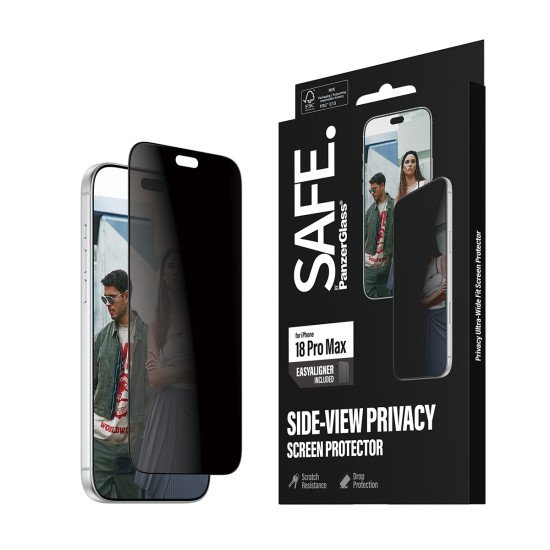 PanzerGlass SAFE. by ® Privacy Screen Protector iPhone 2026 Pro Max | Ultra-Wide Fit m. EasyAligner Protection d'écran transparent 1 pièce(s)