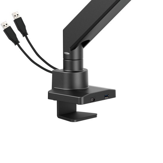 Manhattan Support de bureau pour TV/moniteurs (bras à vérin gaz à Bras articulé), écrans 13" à 42", fixation à l'arrière par pince ou passe-câble, Compatibilité VESA : de 75x75 à 200x200mm (vérifiez les dimensions des quatre trous de fixation à 