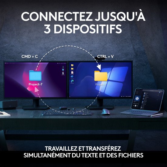 Logitech MX Keys S Combo clavier Souris incluse RF sans fil + Bluetooth AZERTY Belge Graphite