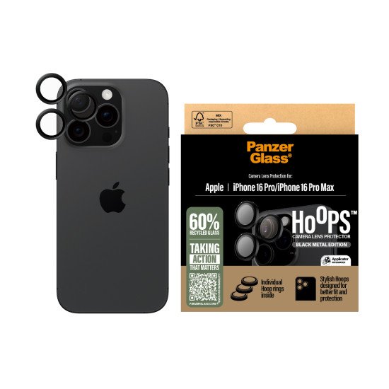 PanzerGlass ® Hoops® Black Camera Lens Protector iPhone 16 Pro | 16 Pro Max Protection d'écran transparent Apple 1 pièce(s) PanzerGlass ® Hoops® Black Camera Lens Protector iPhone 16 Pro | 16 Pro Max Protection d'écran transparent Apple 1 pièce(s)