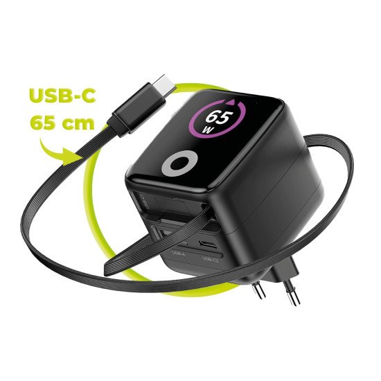 Mobile Origin MO-65WDCH-PW3 chargeur d'appareils mobiles Universel Noir Secteur Charge rapide Intérieure