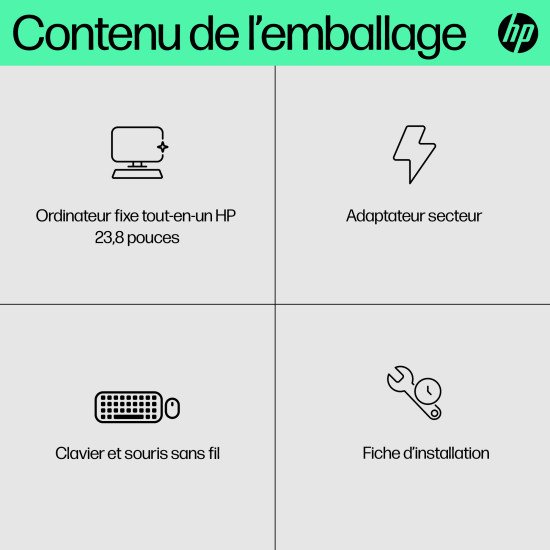 HP 24-cr0060nb AMD Ryzen™ 5 7520U 60,5 cm (23.8") 1920 x 1080 pixels PC All-in-One 16 Go LPDDR5-SDRAM 512 Go SSD Windows 11 Home Wi-Fi 6 (802.11ax) Noir