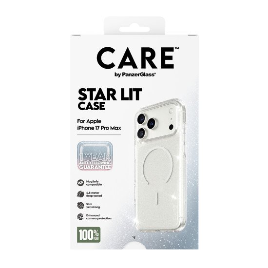 PanzerGlass CARE by ® Flagship Case Urban Explorer Star Lit w. White MagSafe iPhone 17 Pro Max coque de protection pour téléphones portables Housse Transparent