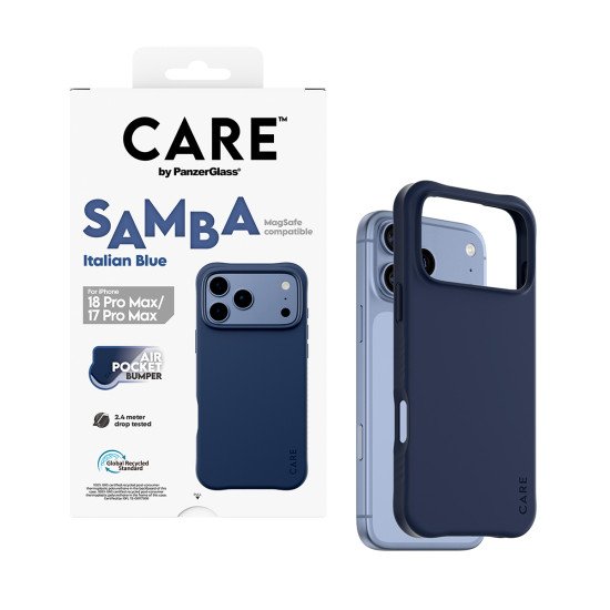 PanzerGlass CARE™ by ® Samba Case Italian Blue w. MagSafe iPhone 2026 Pro Max | 17 Pro Max coque de protection pour téléphones portables Housse Transparent