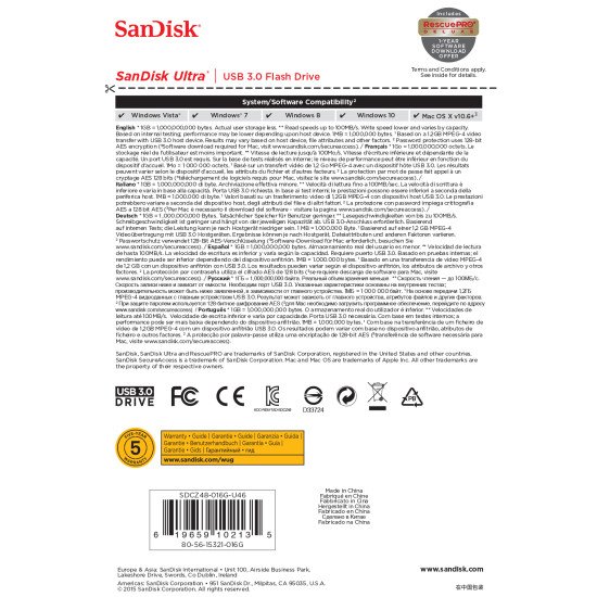 Sandisk Ultra lecteur USB flash 16 Go USB Type-A 3.2 Gen 1 (3.1 Gen 1) Noir