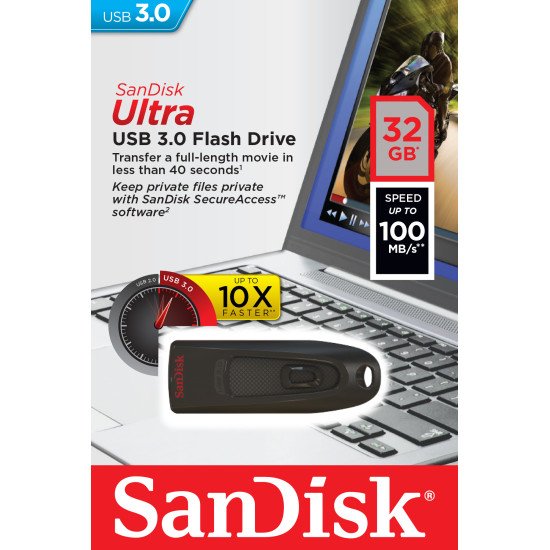 Sandisk Ultra lecteur USB flash 32 Go USB Type-A 3.2 Gen 1 (3.1 Gen 1) Noir