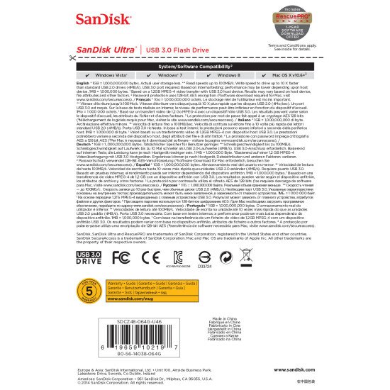 Sandisk Ultra lecteur USB flash 64 Go USB Type-A 3.2 Gen 1 (3.1 Gen 1) Noir
