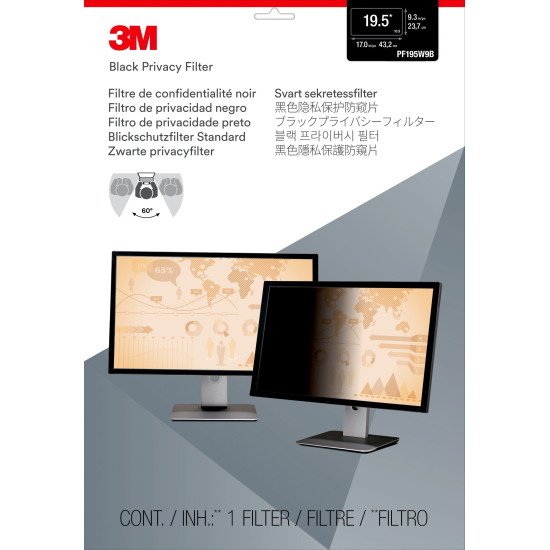 3M Filtre de confidentialité pour moniteur 19.5in , 16:9, PF195W9B