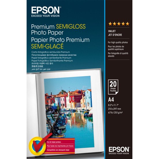 Epson Premium Semi-Gloss Photo Paper - A4 - 20 Feuilles