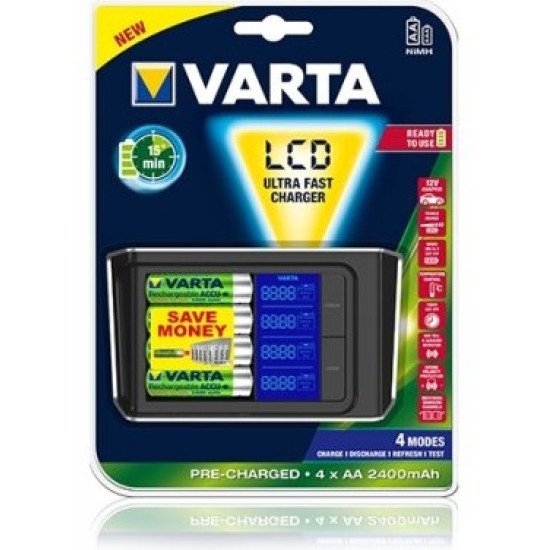 Varta 57675 101 441 chargeur + 4 piles AA 2400mAh incluses Varta 57675 101 441 chargeur + 4 piles AA 2400mAh incluses