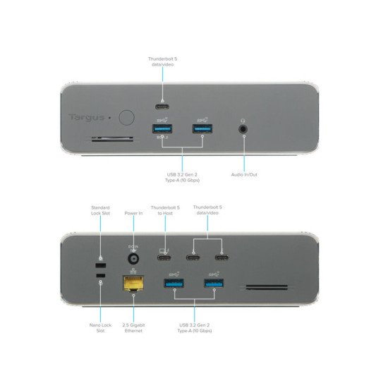 Targus DOCK230EUZ station d'accueil Avec fil Thunderbolt 5 Argent