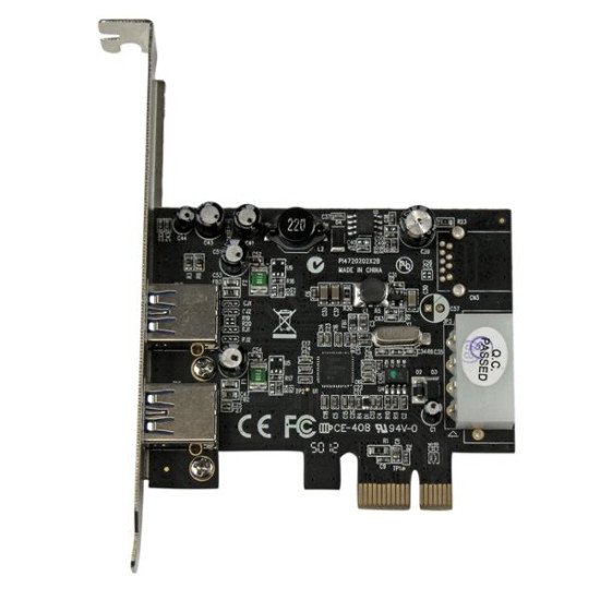 StarTech.com Carte Contrôleur PCI Express vers 2 Ports USB 3.0 avec UASP - Alimentation LP4